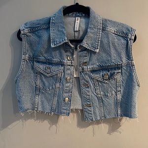 Zara Cropped Denim Vest Light Blue